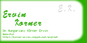 ervin korner business card